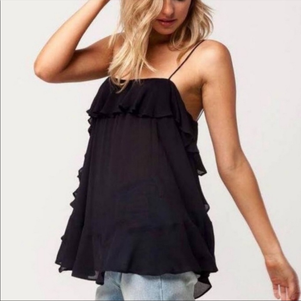 Free People Cascades Ruffle Tank Sz Small